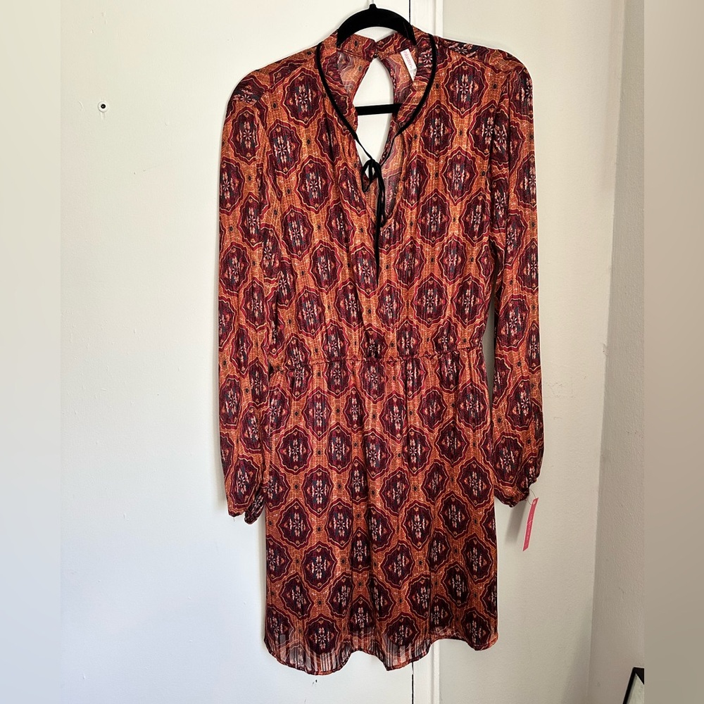 Xhilaration Orange Print Mini Dress Paisley , Size L